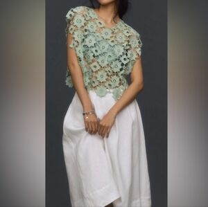 ANTHROPOLOGIE MAEVE MINT FLORAL SHELL TOP -NWT- MINT - Nwt